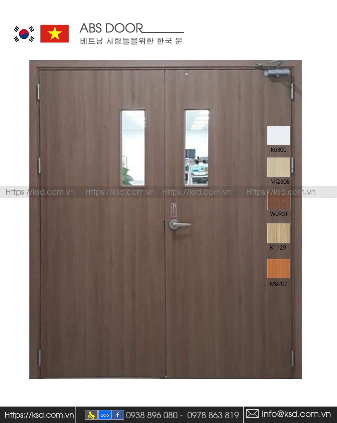 Cửa nhựa ABS Hàn Quốc 2 Cánh có kính