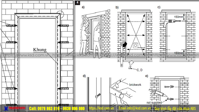 Quy trình lắp đặt cửa nhựa ABS Hàn Quốc